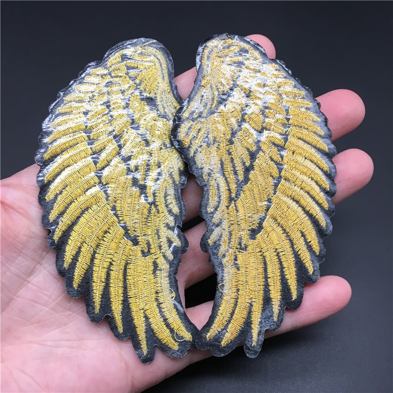 Golden Wings Tamanho: 4,7x9.4cm Patch para roupas Bordado Bordado Diy Diy Bistê