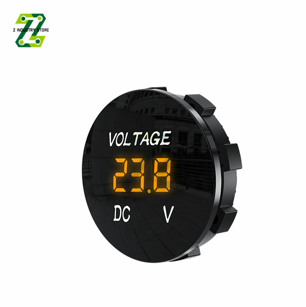 3 bitar Digital Voltmeter Round Waterproof LED Panel Mini Digital Voltage Meter Tester Monitor Display Voltmeter DC 5-48V