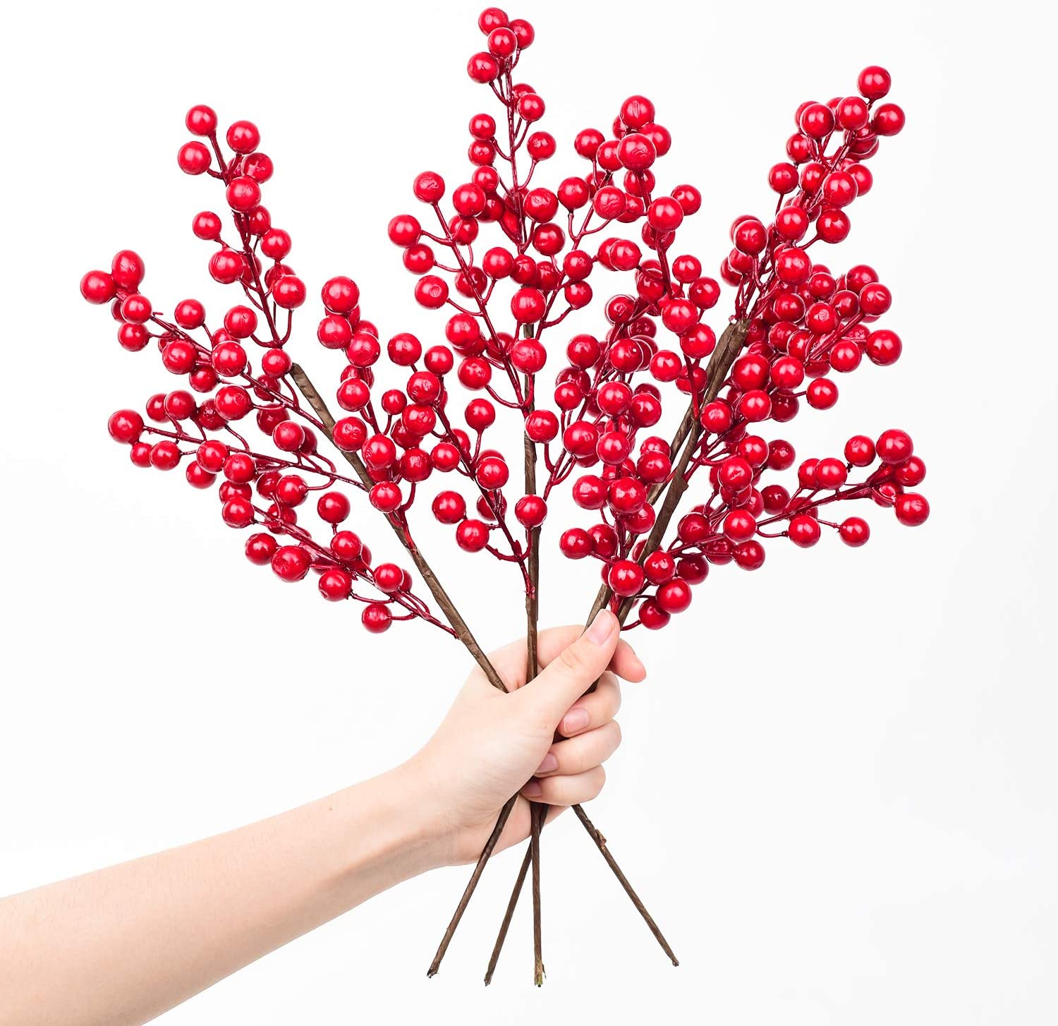 3 Pack Branches de baies de Noël de la tige rouge artificiel pour les vacances