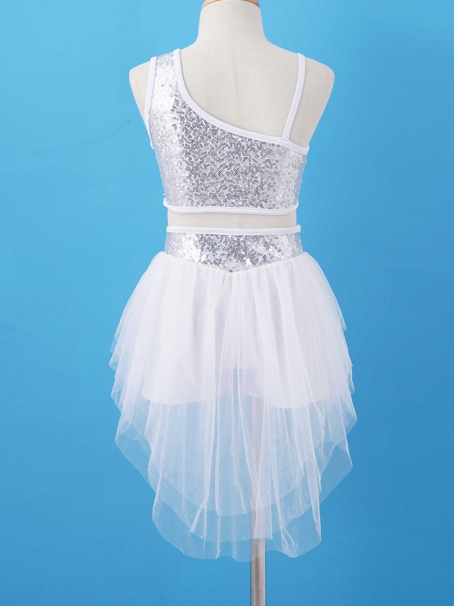 Bambini Jazz Dance Clothes cheerleader Stage Esegui costumi paillettes Top con Skirt Kids Girls Ballet Latin Dance Set