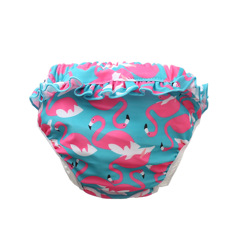 Детский плавание подгузник многоразовый для новорожденных бассейн стволы фламинго клубничный принт двойные слои младенец брюки для купания