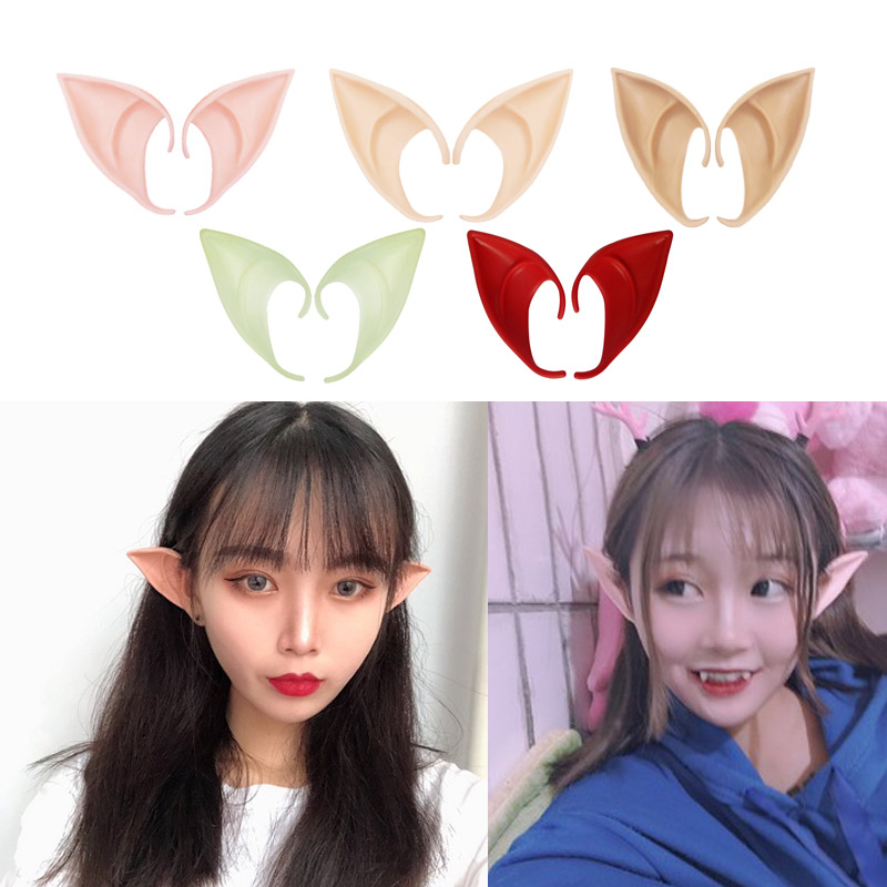 Elf Ears Halloween Costume Fairy Cosplay Accessories False Ears Props Angle Latex Soft Prosthetic Pointed Tips