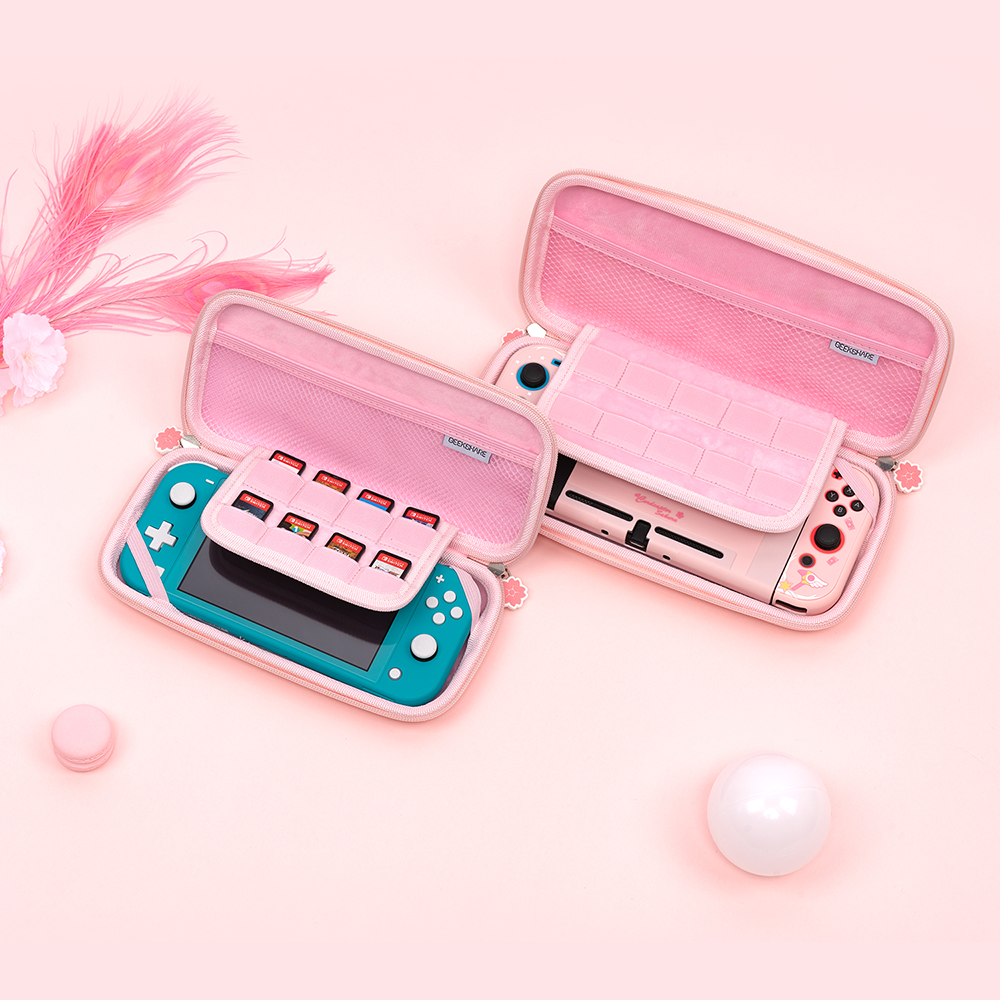Gegevenskikker draagtas compatibel-nintendo switch lite roze sakura draagbare harde shell reisopslagtas voor ns switch 2022