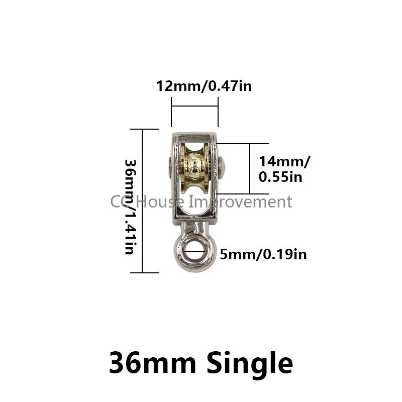 36/52/75mm Metal Sheave Zinc Alloy Fixed Pulley Crown Block And Tackle Lifting Wheel Mini Single/Double Pulley For DIY