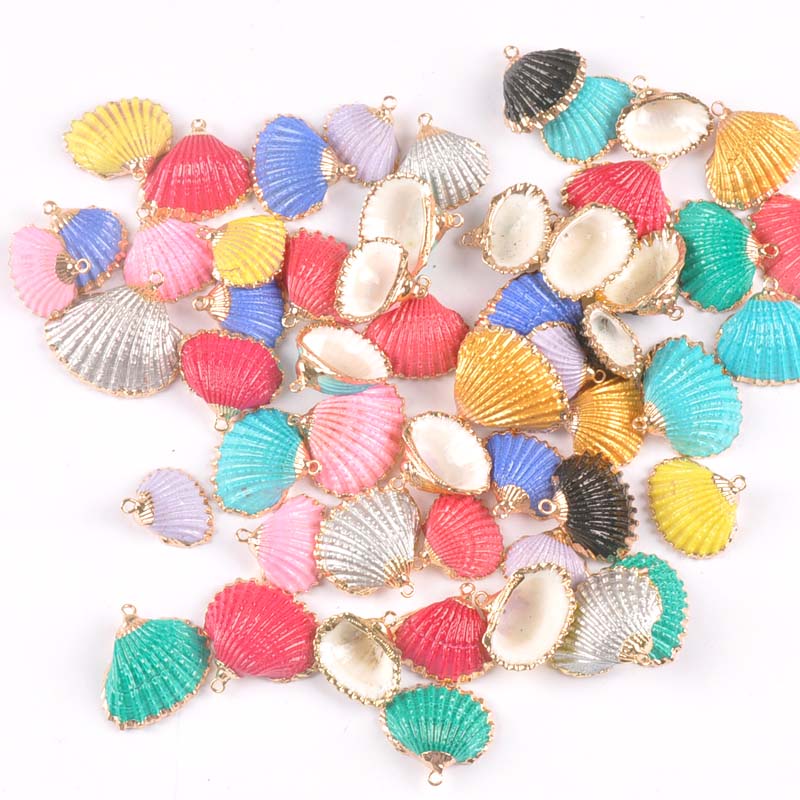 5 pezzi in oro guscio in oro shell decorazioni spiaggia di mare naturale Sechells Craft Home Facciale fatti a pendente fatti a mano Ornament TR0334