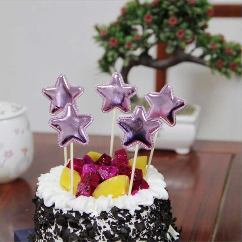 / coeur forme couronne étoile toppers toppers pu insert cartes avec cure-dent pour les cadeaux de fête d'anniversaire de mariage décorations de gâteau
