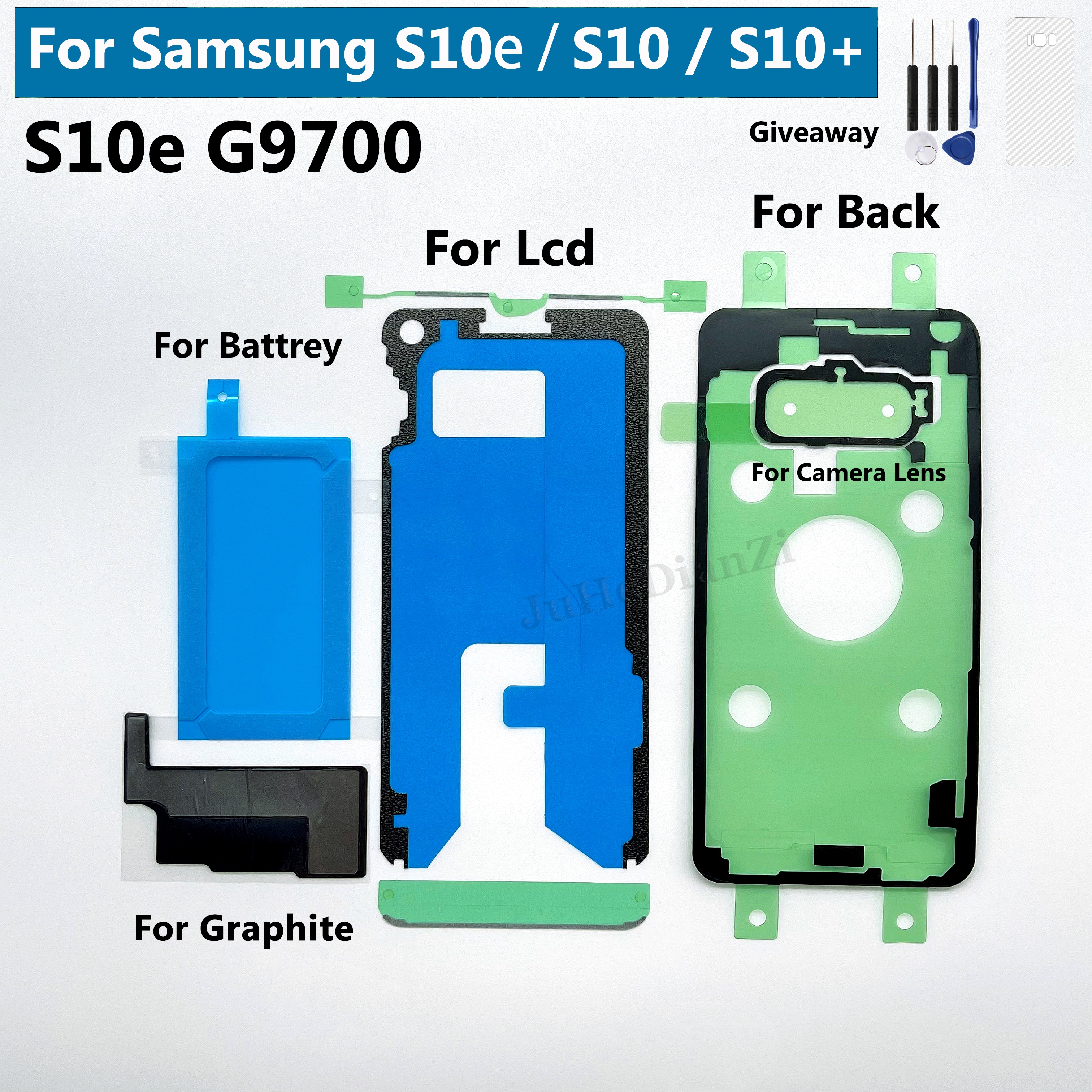 Écran d'écran d'écran d'écran arrière arrière arrière de batterie arrière, ruban d'autocollage adhésif étanche, colle pour Samsung Galaxy S10 E SM-G9750 Plus S10 5G