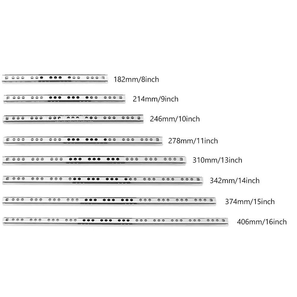 17 mm breite Stahlkugelschubladenschrank Runner Guides Rillenhalle Stahlrutschen Schienen DIY 1 Paar Schublade Stahl 2 Auftritte