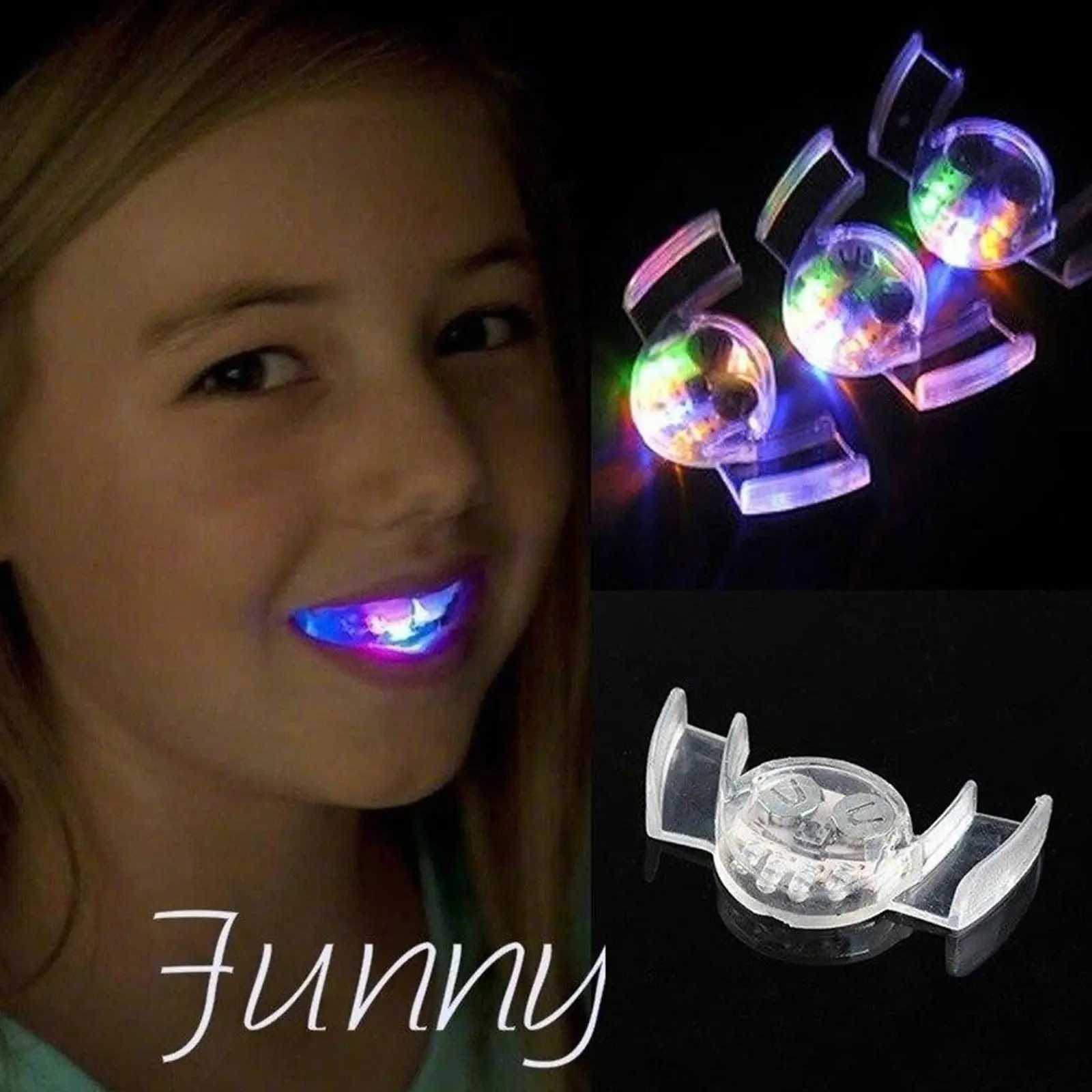 Led Rave Toy Creative Flashing LED Light Up Mouth Braces Piece Glow Teeth Halloween Party Rave Glow Party Supplies Toy Decompression 240410