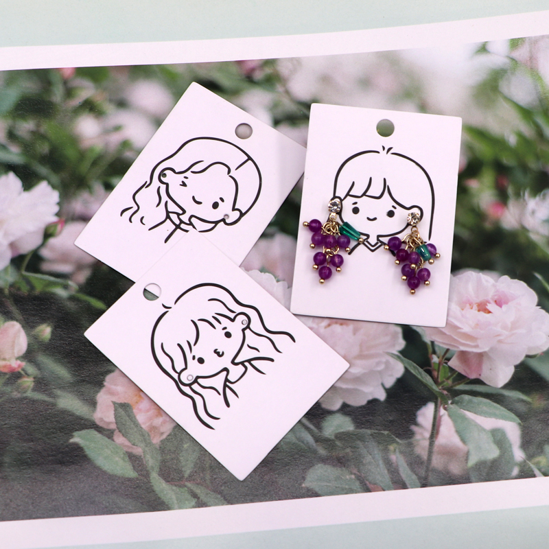 5x7cm Girl Head Jewelry Packager carta Oreger Display Tag Teg Card Pacchetto di gioielli con supporto le orecchie più lunghi