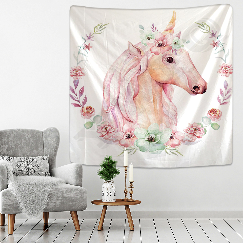 Rainbow Unicorn Tapestry Mur suspendu Bohemian Beach Mat polyester mince couverture de châle de yoga