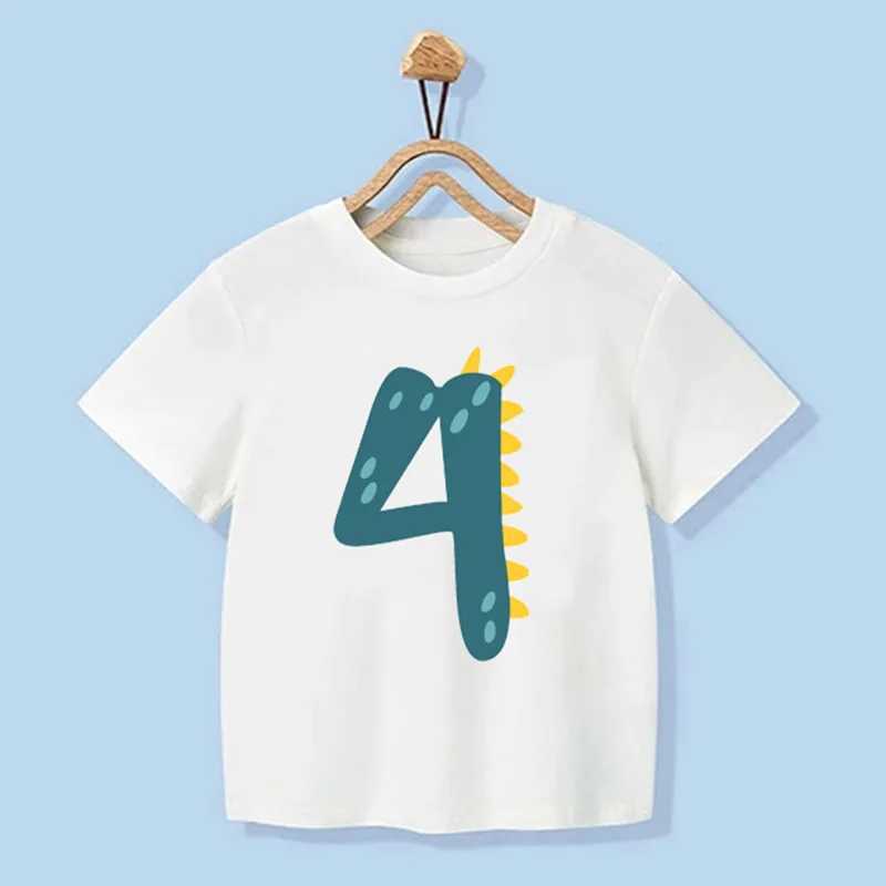 T-shirts nummer 1-9 jongensmeisjes dinosaurus korte mouwen t-shirts kinderen t-shirt verjaardag cadeau t shirt baby meisje tops kinderen hiphop tees 240410