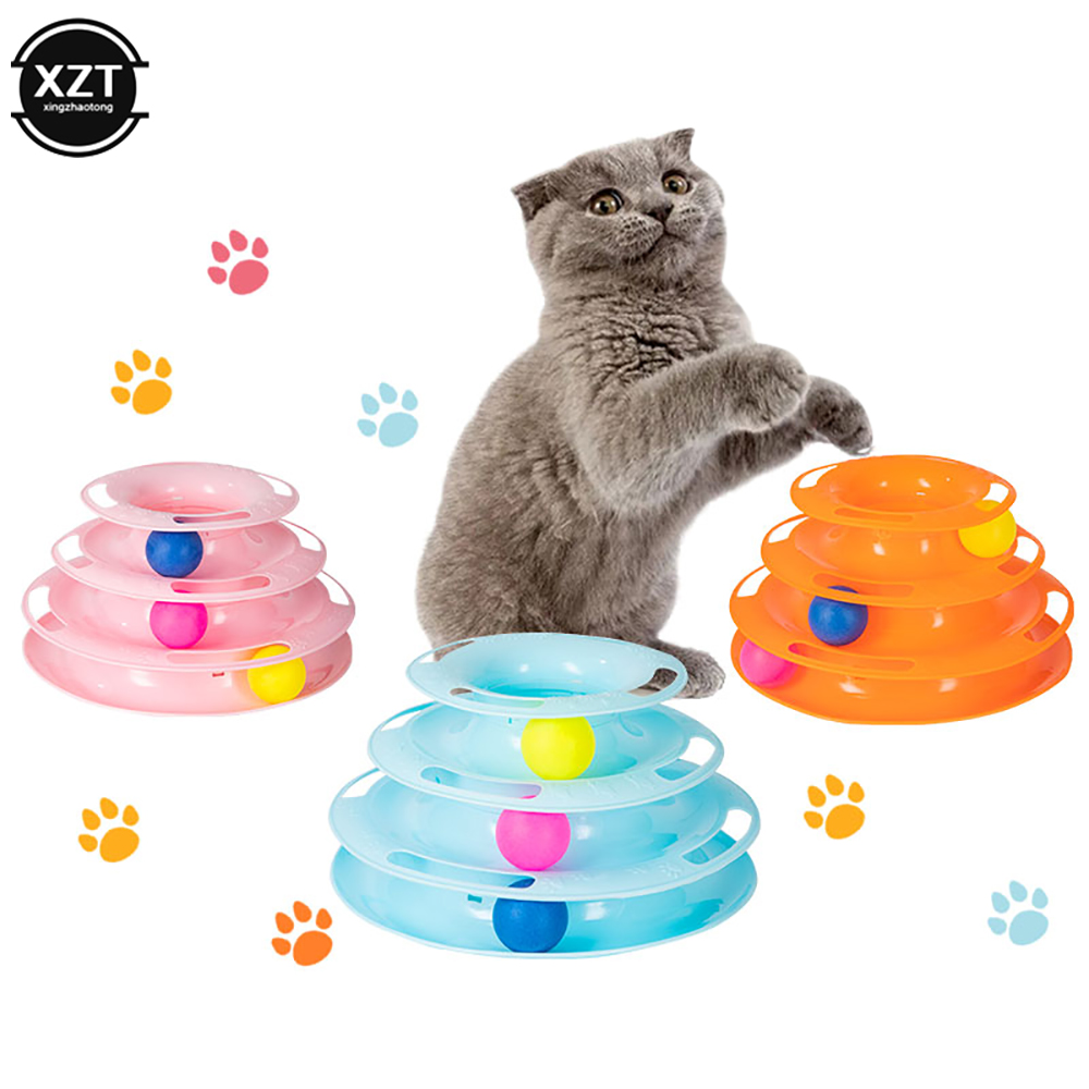 Pet Cat Hund Hundespielzeug drei Ebenen Training Vergnügungsplatte Kätzchen Turmspuren Scheiben Cat Intelligence Vergnügung Triple Disc Tumblers