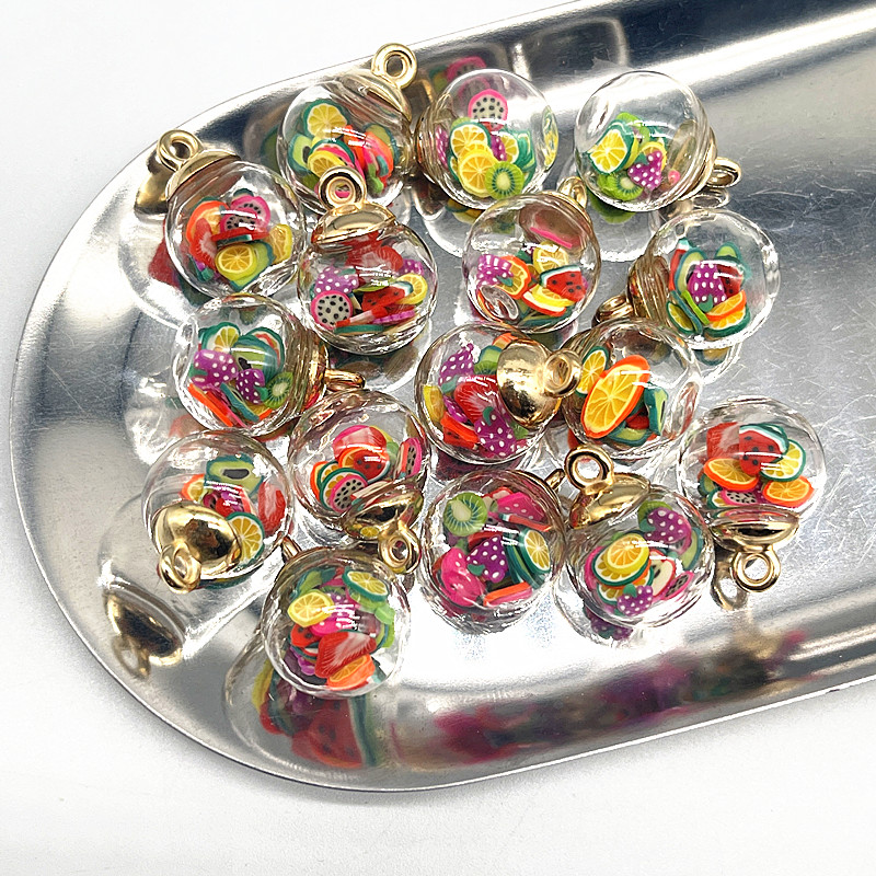 16 mm Polymère coloré argile transparente en verre de balle charmes pendentif trouver des accessoires de cheveux bijoux charmes boucles d'oreille