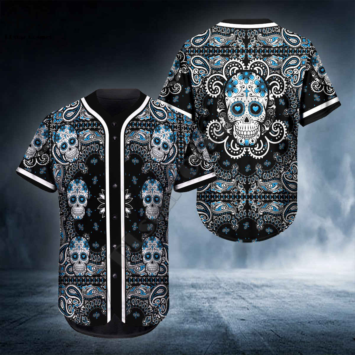 Plstar Cosmos Baseball Jersey Shirt Head Pattern Skull 3D Baseball Imprimé Jersey Us Size Love Love Skull Gift Hip Hop Tops