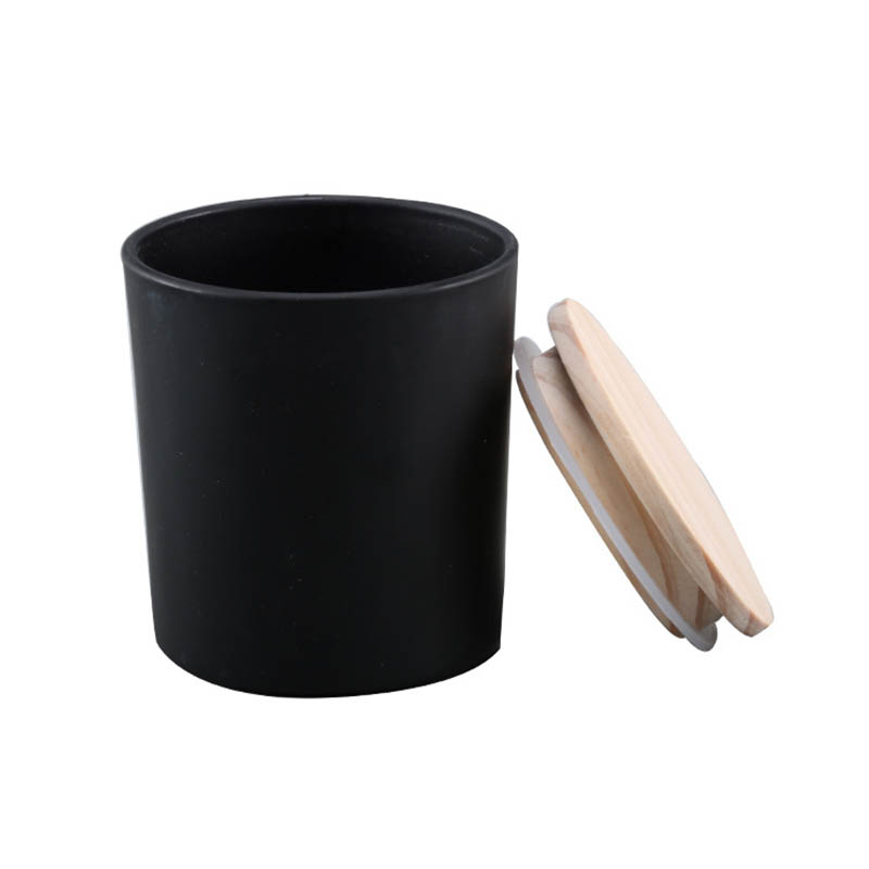 Aromatherapie Glasskerkerbecher mit Holzdeckel Matt Black Wachs Container Candlestick für Wohnkultur -DIY -Kerzen, die leere Gläser herstellen