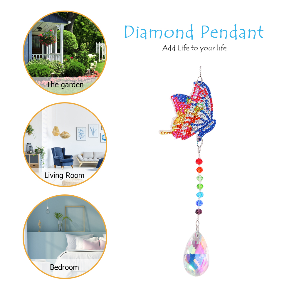 5D Diamond Painting Crystal Jewelry Diamond Painting Kit Window Wind Chime Pendant Decor for Home Garden Mosaic Craft Gift