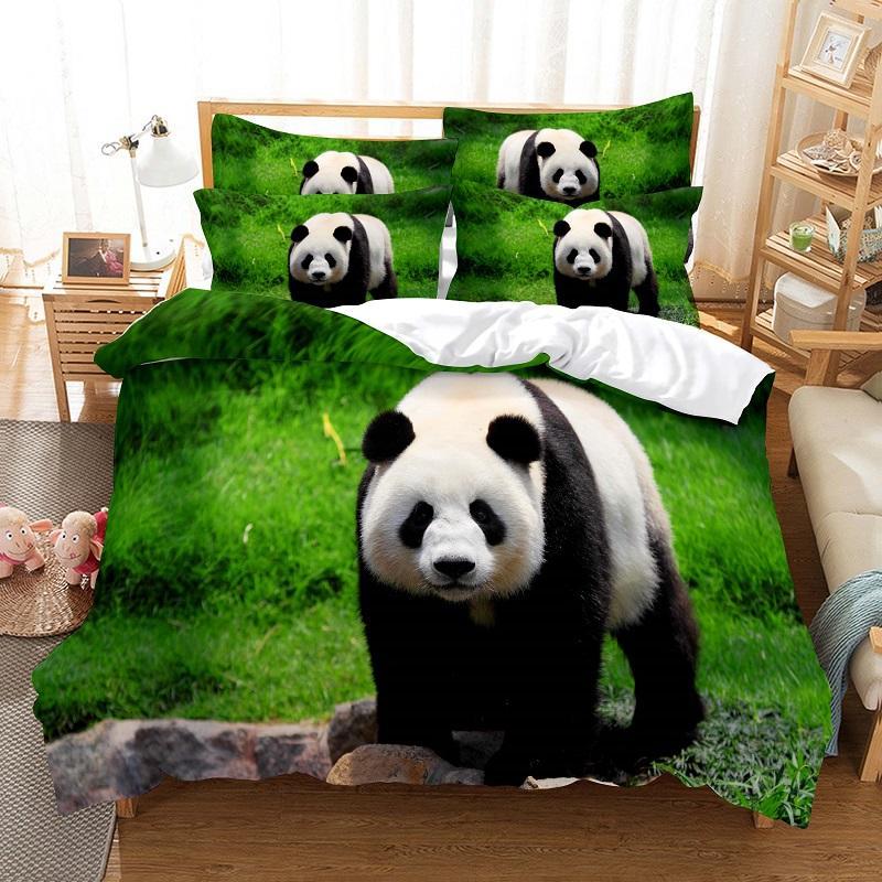 Panda dekbedovertrek set schattig dierenpatroon twin beddengoed set voor jongensmeisjes microfiber wilde gigantische panda king size dekteromslag