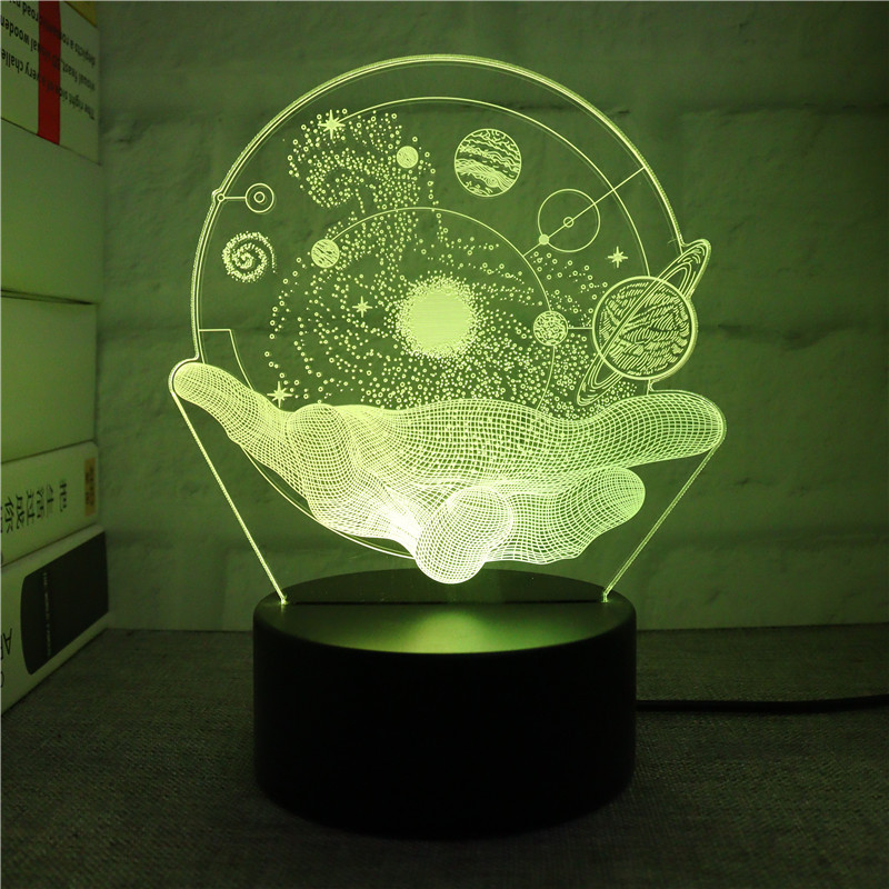 3D -Nachtlicht kosmischer Raumtischlampe Bunte Touch Fernbedienung LED LED -Lampe Geburtstag Geschenk Home Room Dekor Nachtlicht