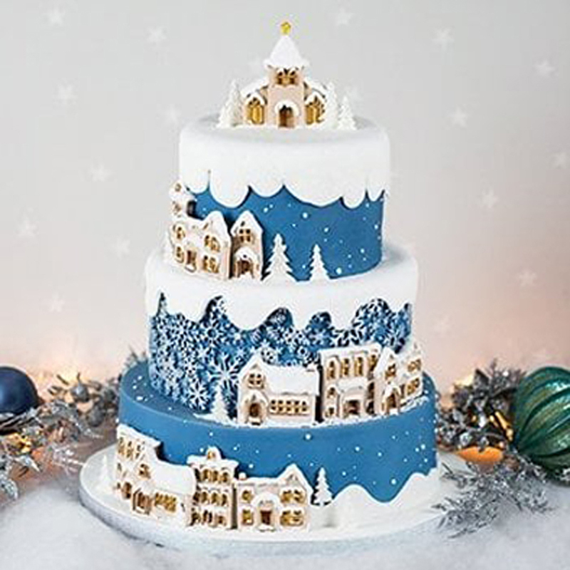 Meibum natal snowflakes silicone bolo bolo molde em casa festa diy pasta de açúcar craft pastely border decorating molde
