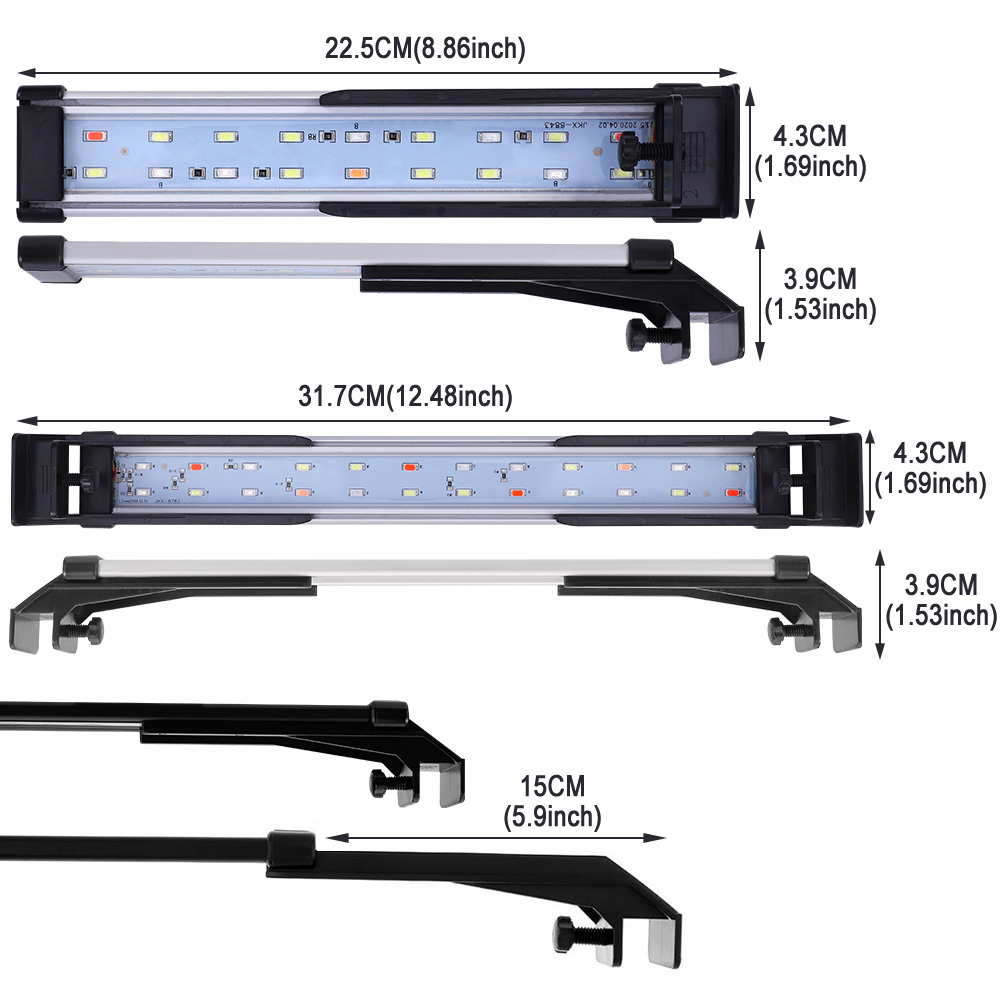 IP65 LED a LED a LED a LED a tempo Acquario 22/32 cm Modifica delle lampade del serbatoio del pesce staffe estesibili Light a doppia fila Luce pianta a spettro completo