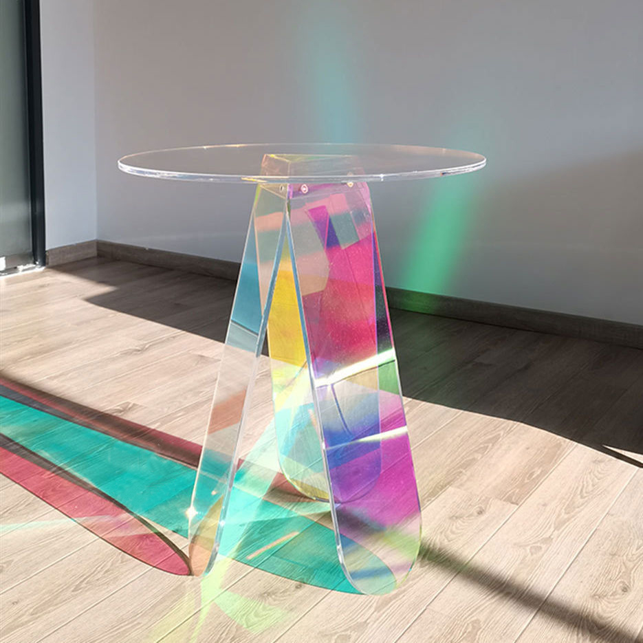 120 cm akrylowy stolik do kawy opalizujący szklany stół końcowy okrągły stół boczny nowoczesny stół akcentujący do salonu