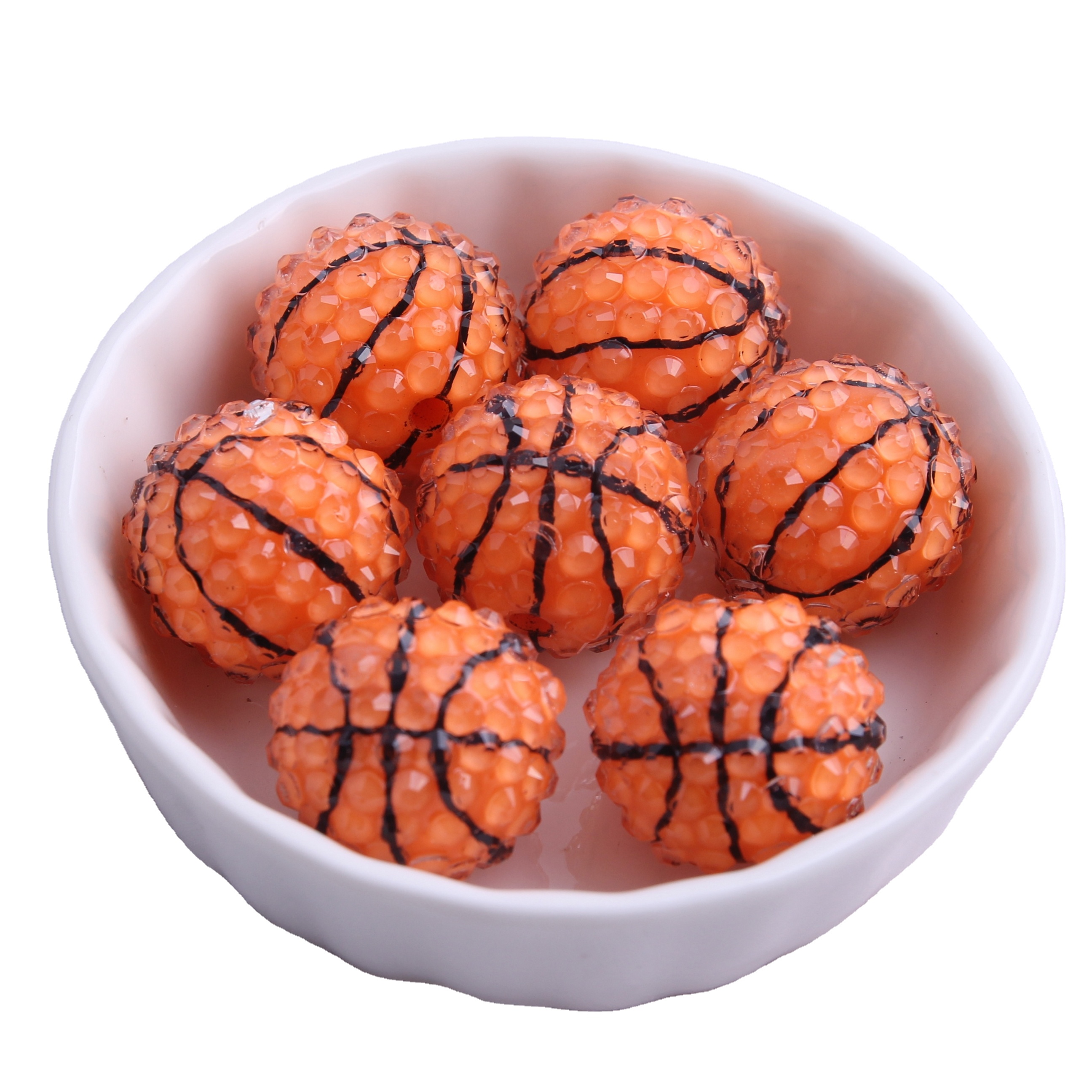 Kwoi Vita 20 mm Round Round Chunky Basketball Resin Righestone Ball Perles pour Bubblegum Collier Bijoux