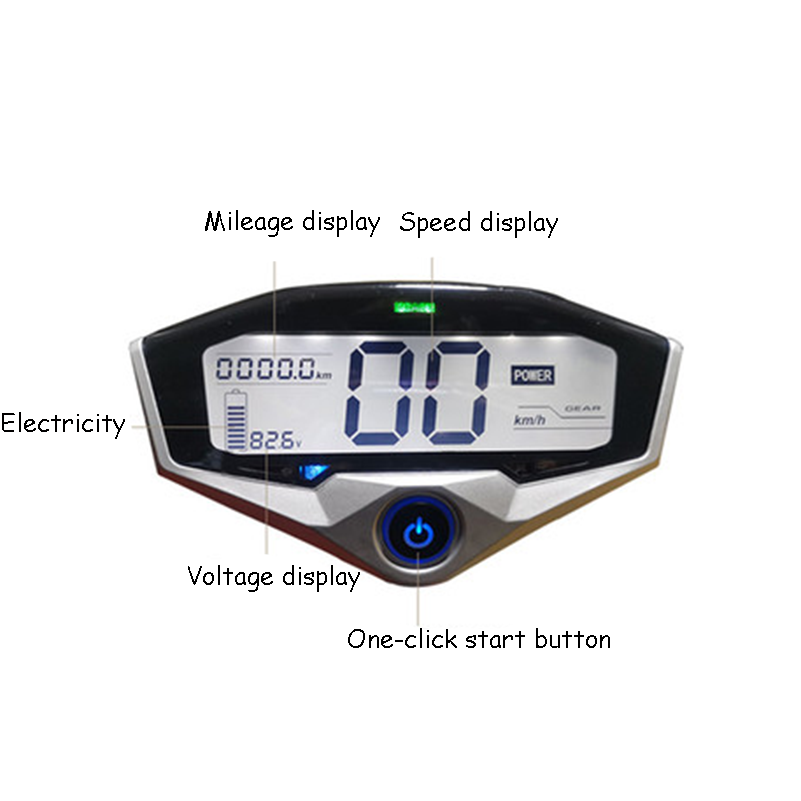 Écran LCD de compteur 60v72V Affichage de la vitesse pour les pièces accessoires modifiés CityCoco