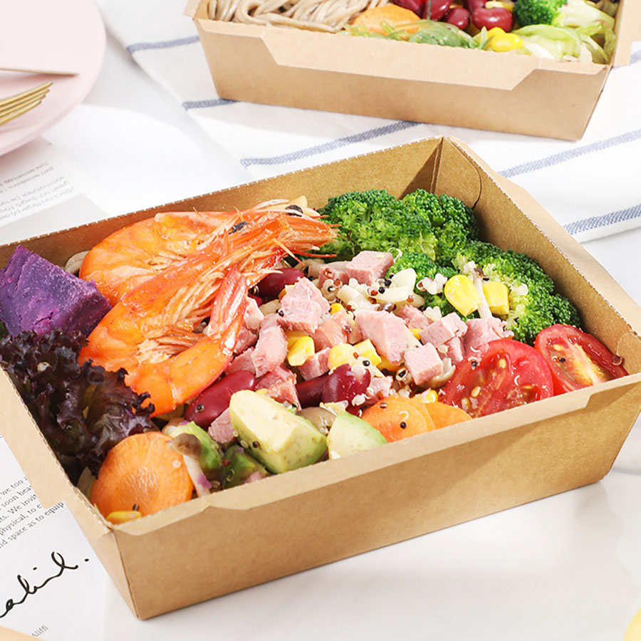 20/Kraft Paper Lunch Box Food Szybkie opakowania na wynos pudełka sushi sałatka ciasto owocowe kanapki