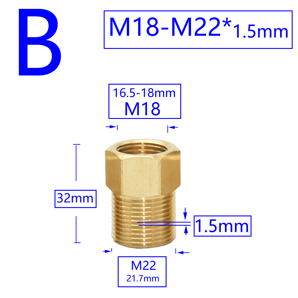 Brass Male Female 1/2" M14 M18 M22 3/8" Thread Connector Tooth Pitch 1.5mm Copper Water Tap Washing Machine Bathroom Coupler