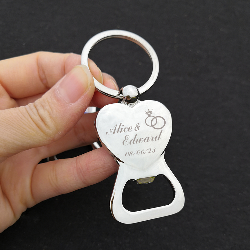 Personalized Wedding Gifts For Guests Heart Bottle Wine Opener/Keychain Wedding Favor Birthday Party Souvenir Custom Logo