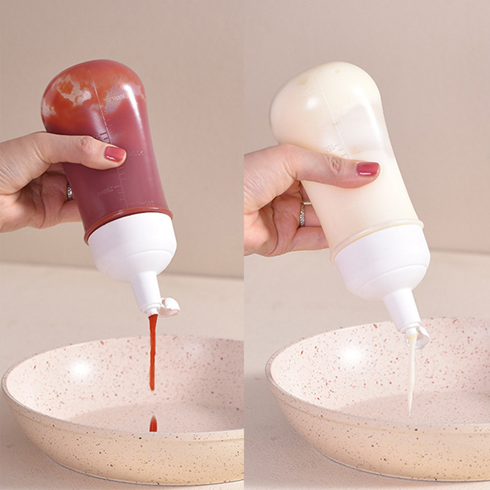 Squeeze Sauce Bottle Tomato Salad Jam Squeeze Bottle Plastic Seasoning Bottle Sharp-necked Bottle Kitchen Accessories Supplies