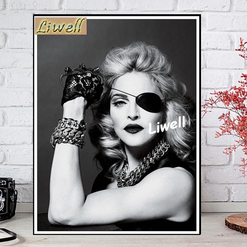 Schwarz -Weiß Madonna Signer Diamant Malmalerei Moderne Wandkunst Strass -Picture Cross Stitch Kits Wohnkultur