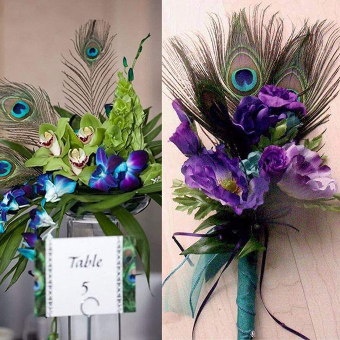 20/50 / Big Eyes Peacock Plumage Natural 25-70 cm de long plumes de paon pour artisanat Home Hotel Wedding Decoration