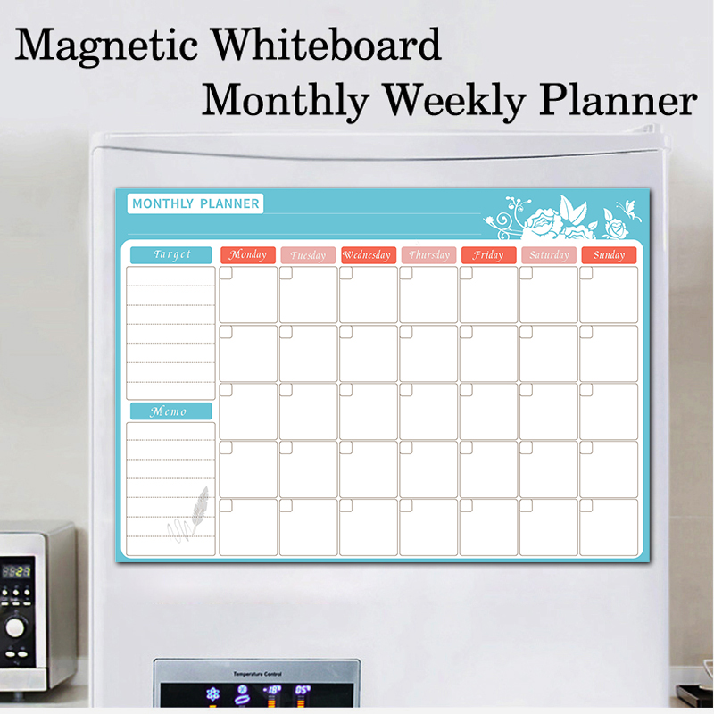 Magnetic Monthly Planner Menu Dry Erase Child Whiteboard Home Kitchen Fridge Stickers Waterproof Calendar Board Color Marker