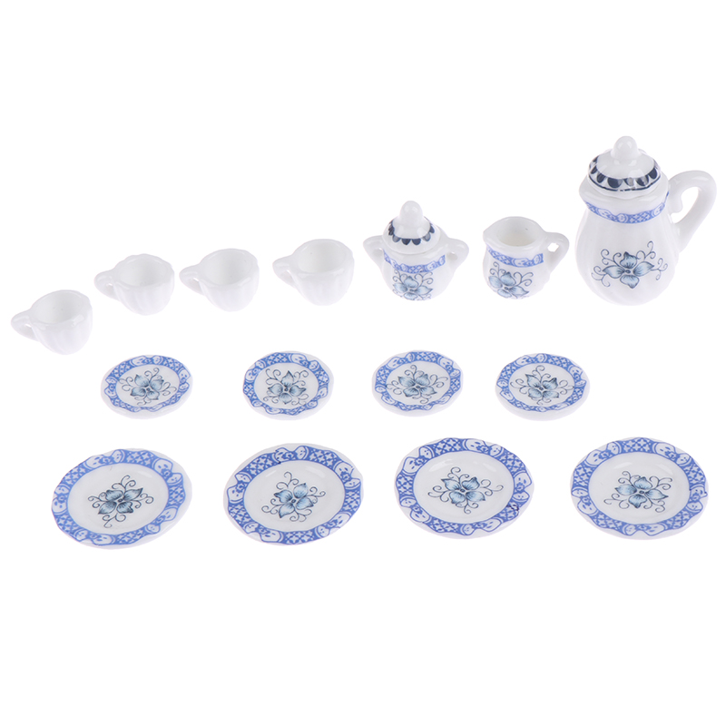 15 stcs 1:12 Dollhouse Miniature servies Porselein Ceramische koffietheekopjes Set keukenmeubels accessoires Kinderen speelgoed cadeau