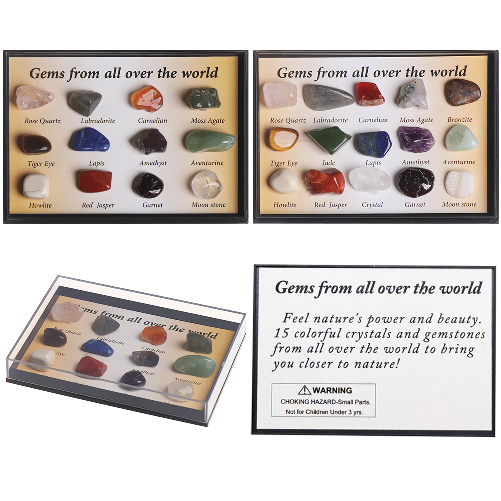 12 / 1 boîte spécimen minéral naturel cadeau Gemystones bruts échantillons à collectionner