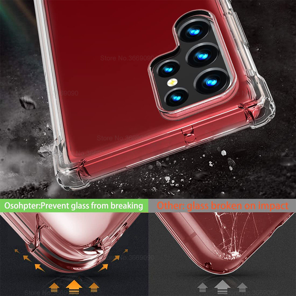 Transparent mjuk silikon bakre telefonöverdrag för Samsung Galaxy S 22 S22 Ultra Plus S22ultra 5G Airbag stötsäkert skyddsfodral