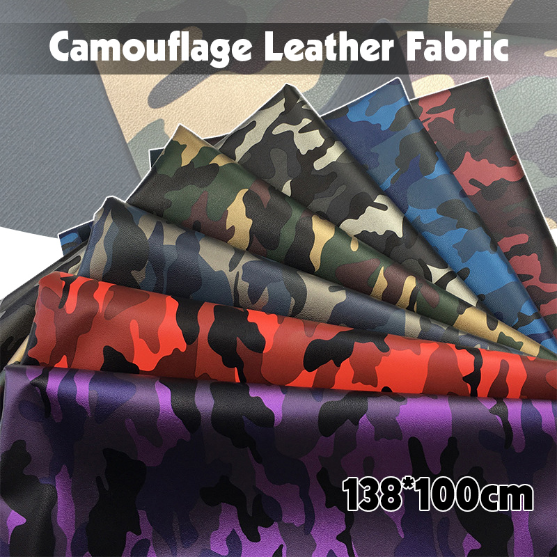 100*138cm Camouflage Faux Leather Artificial PU Leather Fabric For Upholstery Furniture Background Wall Sliding Door Shoes Bag