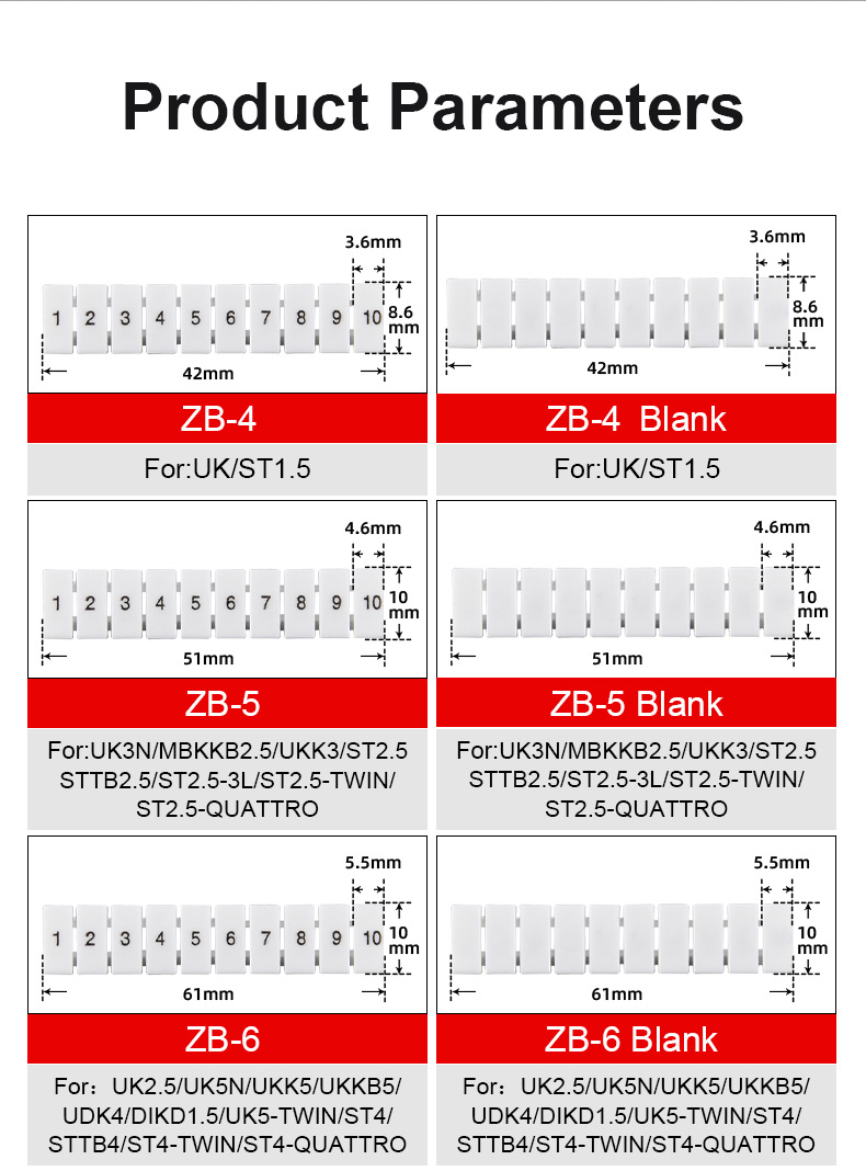 Zycn Mark Strip ZB6 UK2.5 для британских терминальных блоков аксессуары 1-10 Стандартный номер.