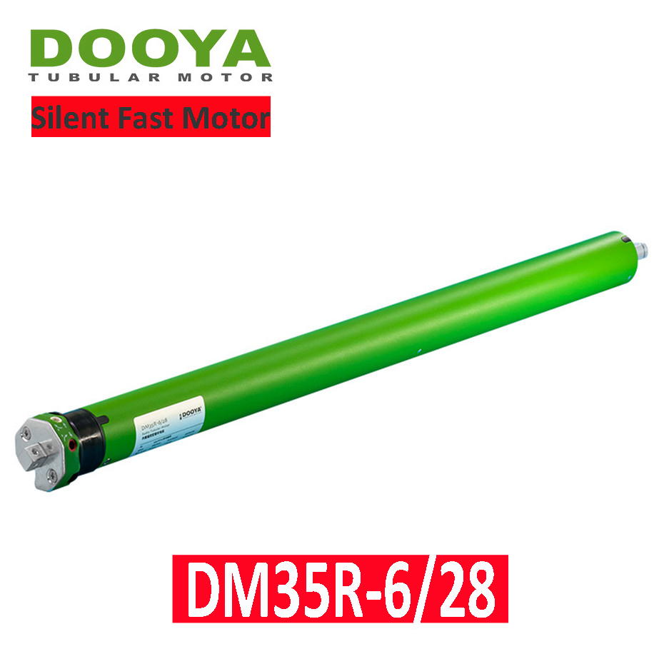 Dooya tyst snabb rullande rörformad motor DM35R 6/28 för rullande persienner, 220/230V 50/60Hz, RF433 fjärrkontroll, 3 ledningar, för 40/45/50mm rör