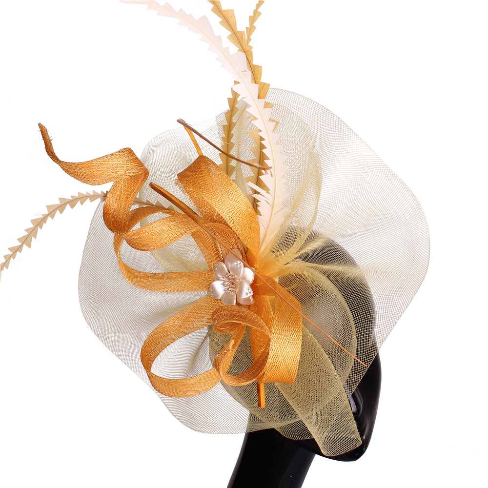 Leuke sinamay haar fascinator hoeden bruiloft hoofdteksel vrouwen veer kopstuk haarclip feest thee peal bruiloft chic fascinators hoed