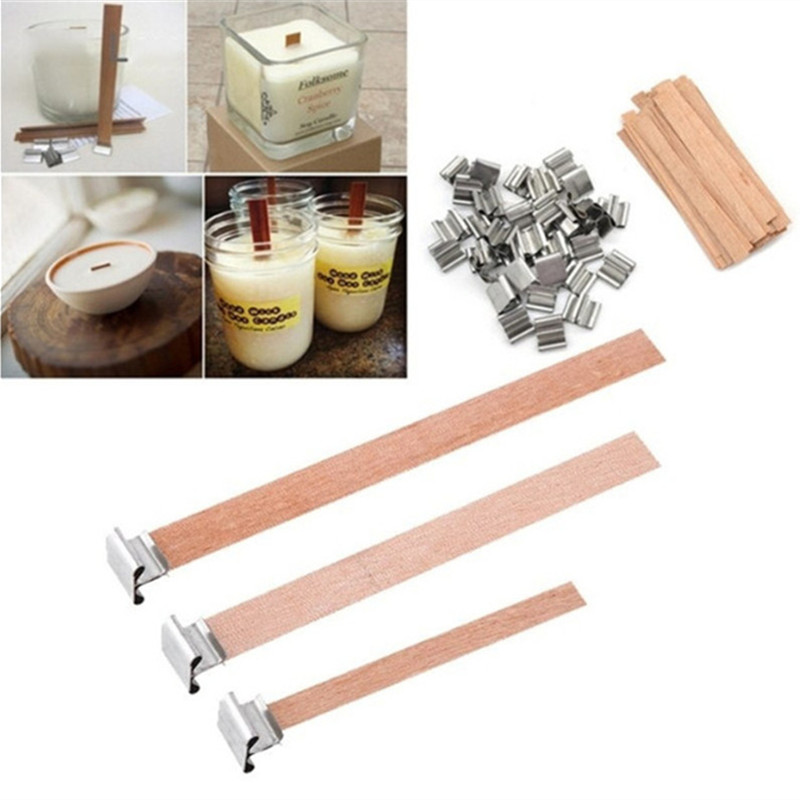 10-stcs 6-19mm houten lontkaars met Sustainer Tab Candle Wick Core voor doe-het-zelf kaars voor het maken van soja parffin wax hout wanken