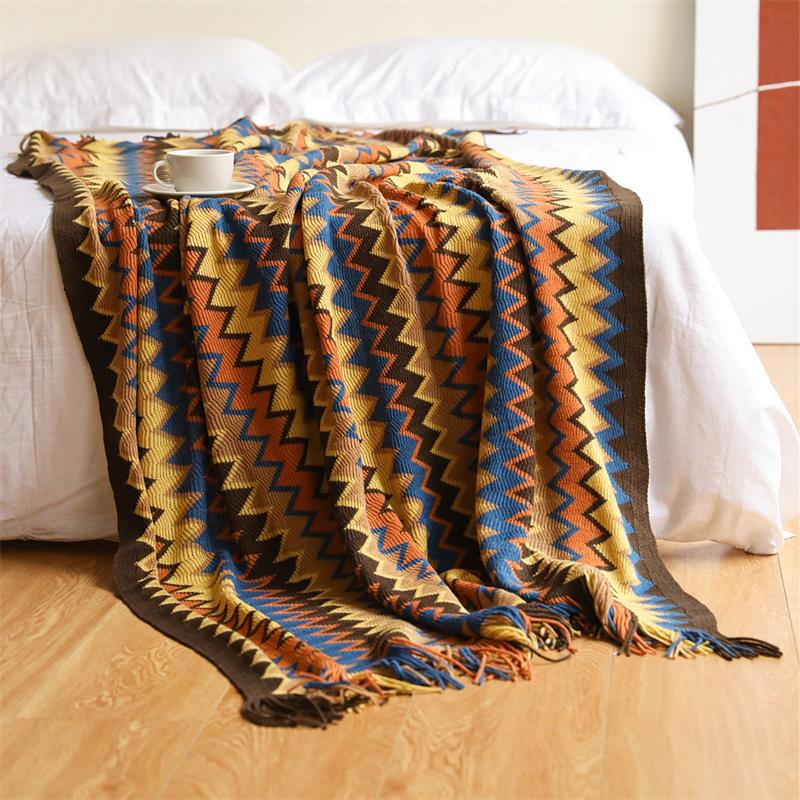 % 100 akril el örgü ekose battaniye yatak kanepesi için yaz battaniyeleri ile dekoratif battaniyeler bohem yumuşak battaniye atışı
