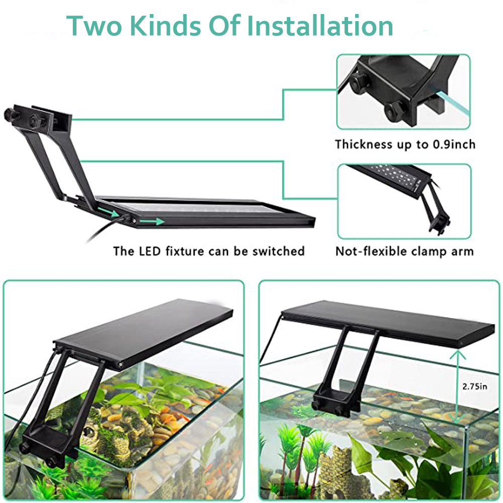 2022 Clip op 24/7 Aquarium LED Licht 14W ZONRISE-DAYLICHT-MOONLight-modus en doe-het-zelfmodus Vistank Licht Aquariumlicht