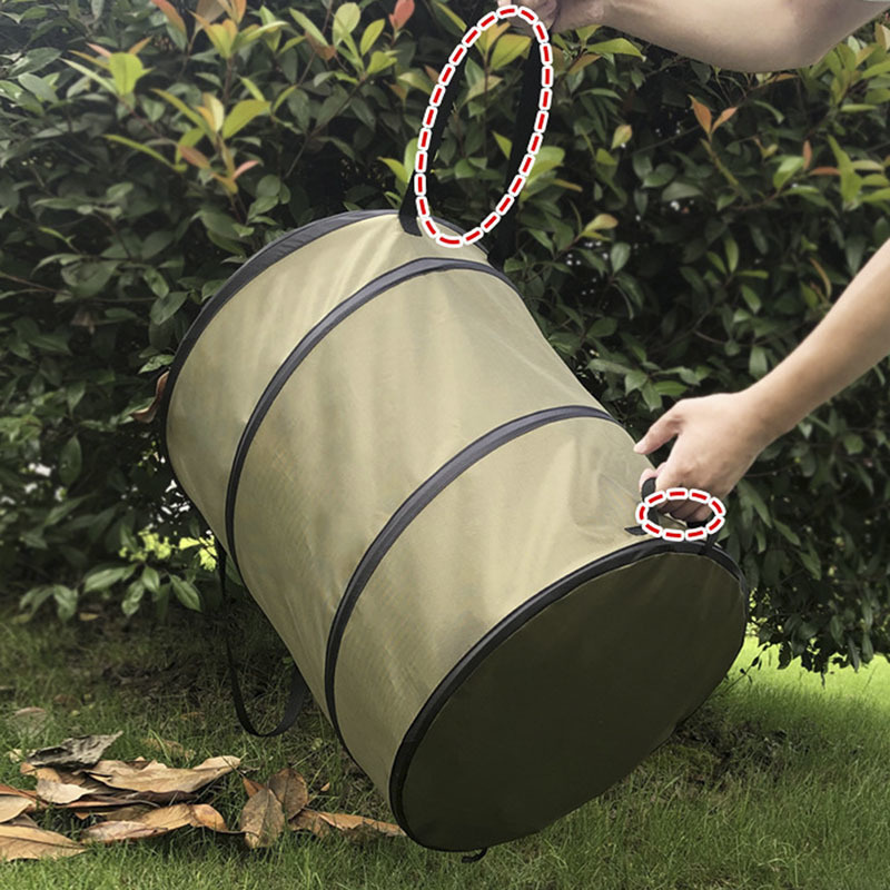 Outdoor Garden Trash Can With Handles Foldable Portable Garbage Leaf Collapsible Container For Lawn Garden Weed Bag