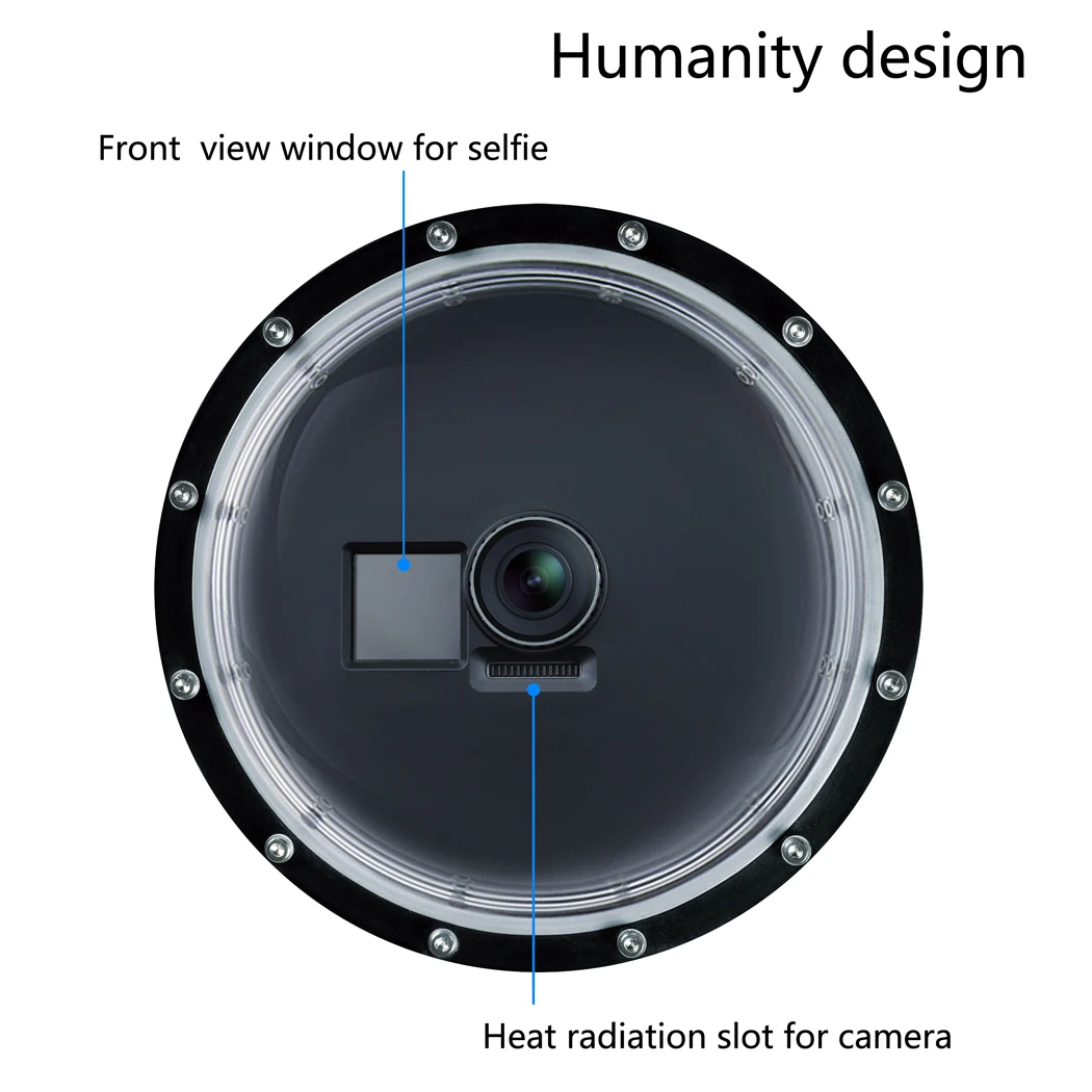 Câmeras Qiuniu Porta de cúpula à prova d'água para DJI Osmo Action1 Câmera de mergulho subaquática Lente de caixa de moradia com flutuação acessórios de aderência à mão