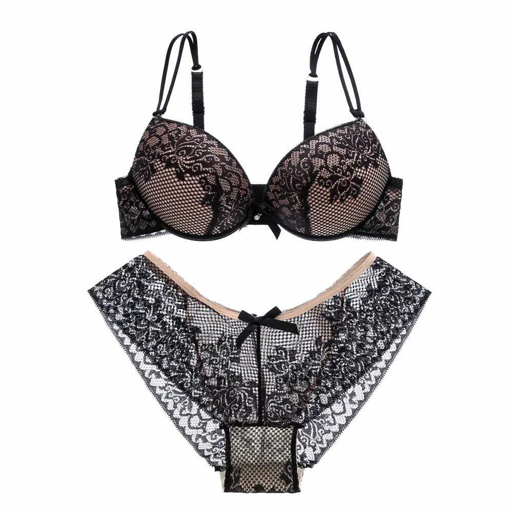 Bras sommar mode spets sexig tunn djup v-hals push up underkläder hotselling vintage bh set kvinnor underkläder knickers stora byxor 240410