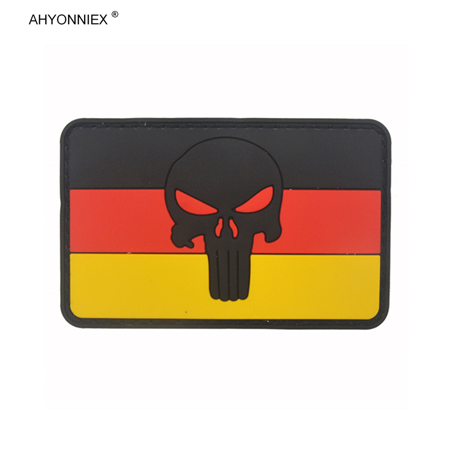 Ahyonniex PVC Material Germany Country Flag Patch Tactical Military3Dファブリックステッカージャケットジーンズバッグの衣類