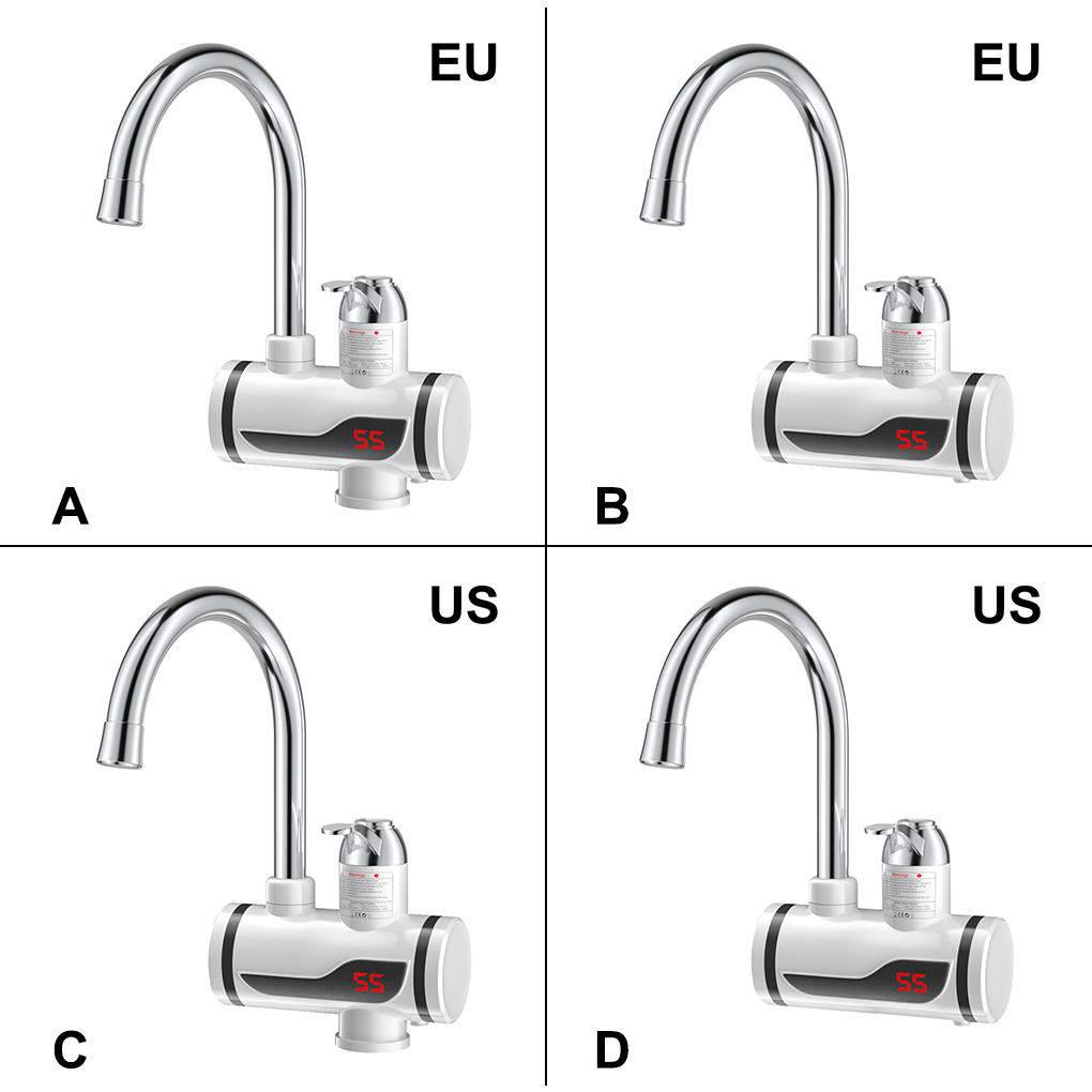 Electric Faucet LED IPX4 Waterproof Tap Bathroom Mixer Fast Heating Water Heater 220V/110V Sprayer Side Inlet EU Plug